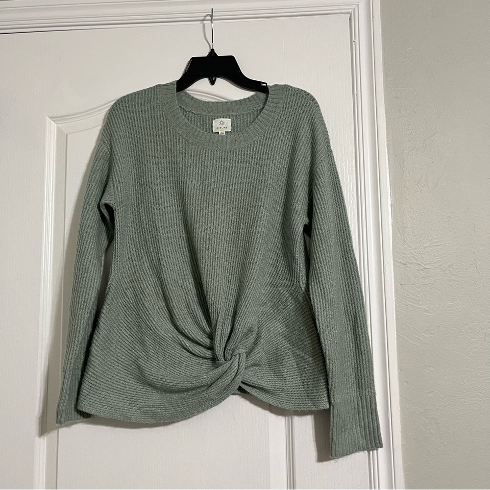 Aerie Sage Green Twist Front Sweater Excellent Condition Size M